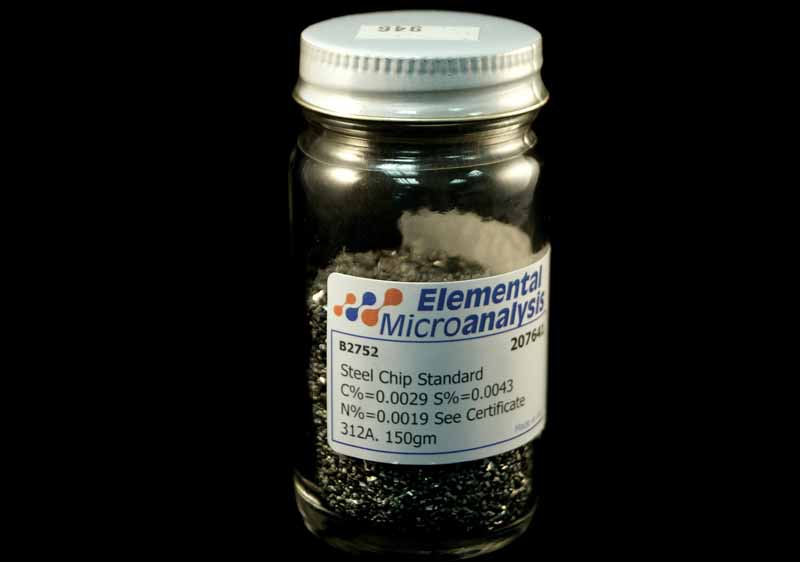 Steel Chip Standard Approximate values 0.0043%C 0.0083%S 0.0046%N See certificate 423N for actual values. 150gm